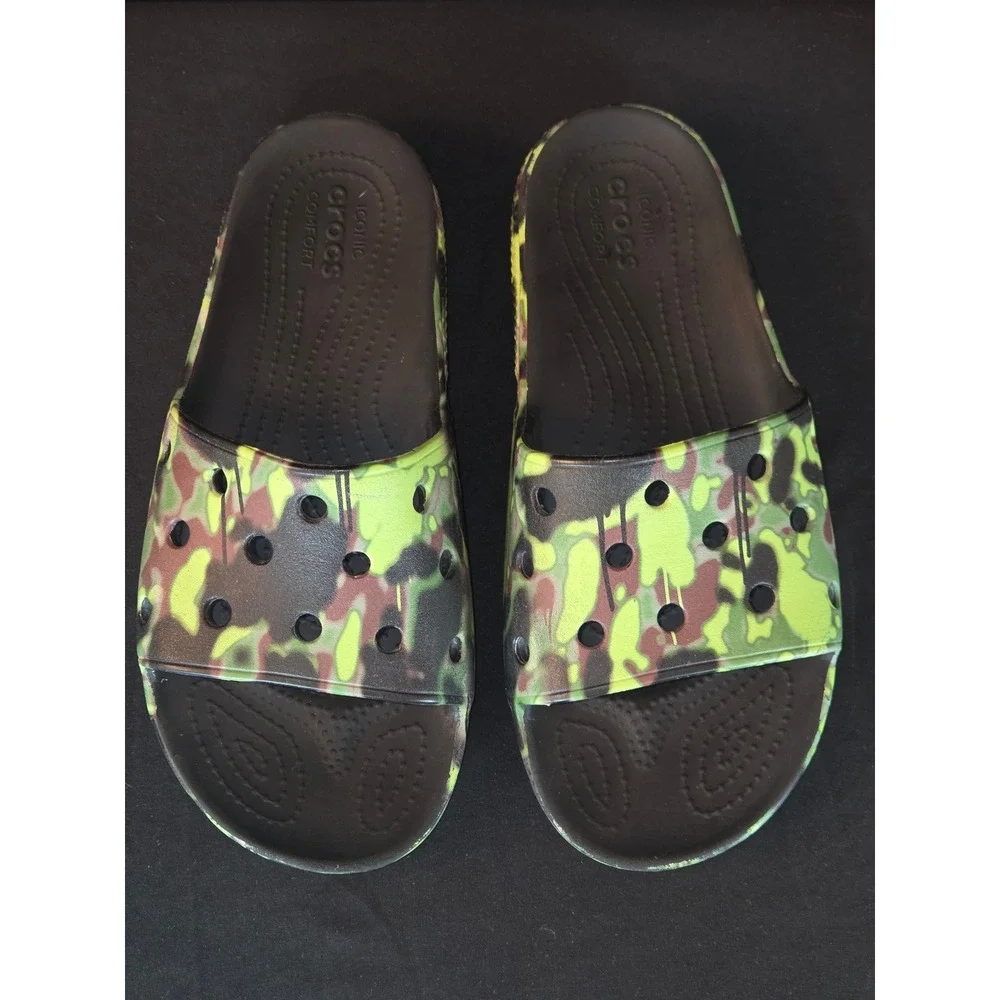 Crocs Mens M8/W10 Classic‎ Camo Slide Sandals Comfort Casual Slip On